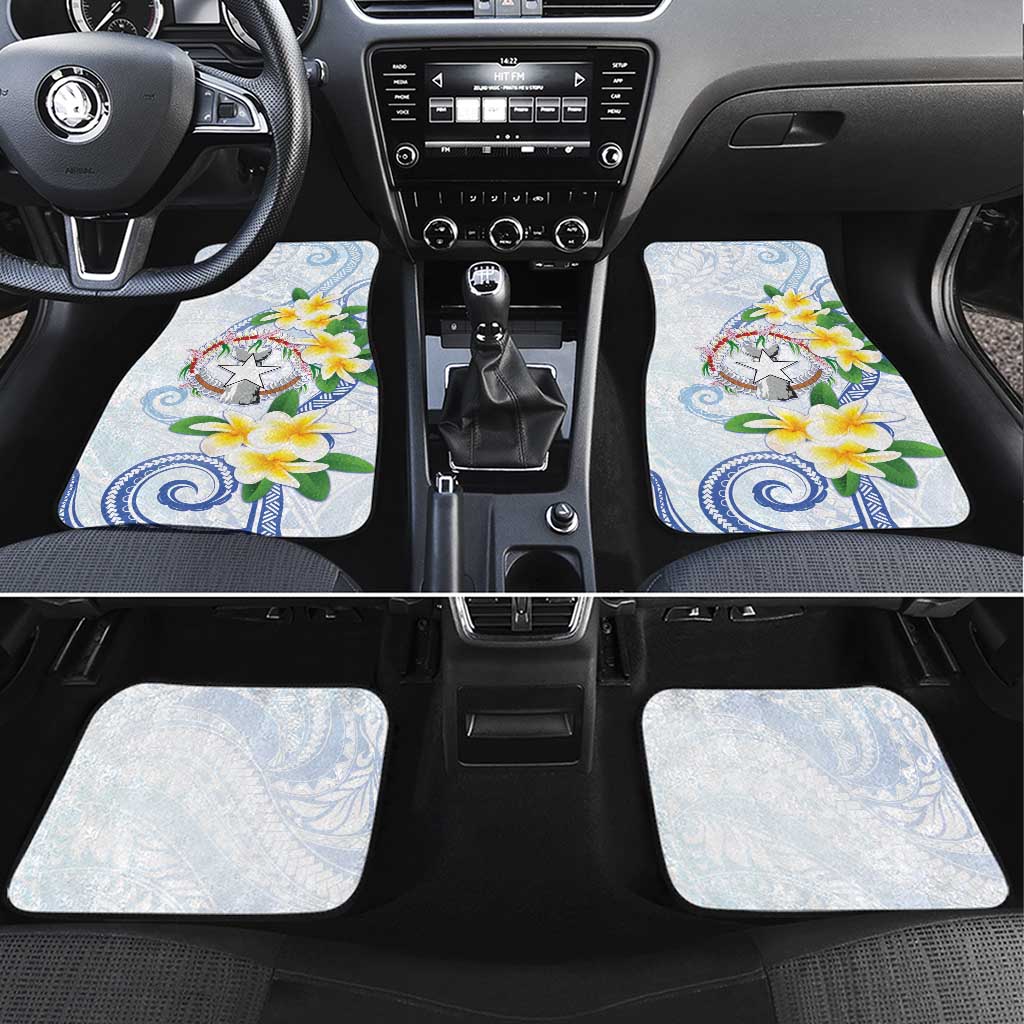 Northern Mariana Islands Chamorro Car Mats Plumeria Curves Style White Version