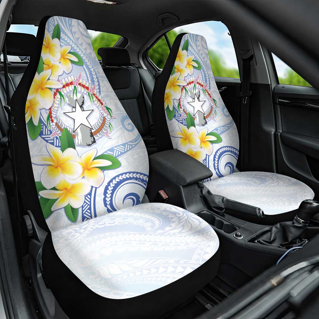 Northern Mariana Islands Chamorro Car Seat Cover Plumeria Curves Style White Version