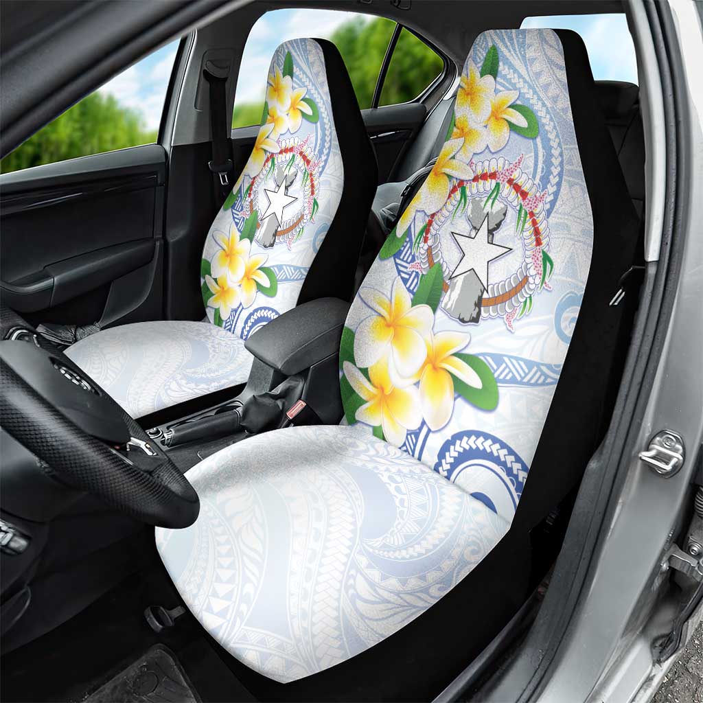 Northern Mariana Islands Chamorro Car Seat Cover Plumeria Curves Style White Version