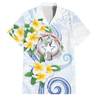 Northern Mariana Islands Chamorro Family Matching Mermaid Dress and Hawaiian Shirt Plumeria Curves Style White Version LT05 Dad's Shirt - Short Sleeve White - Polynesian Pride
