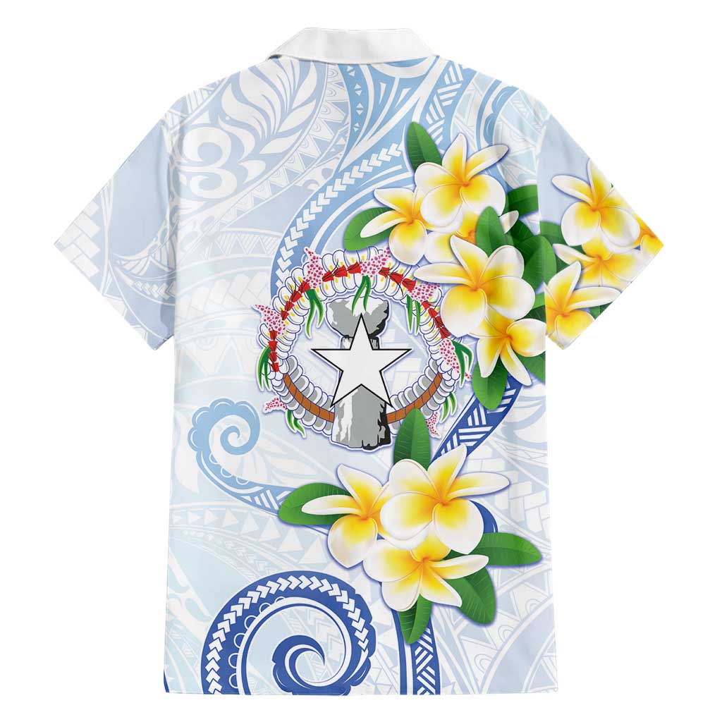 Northern Mariana Islands Chamorro Hawaiian Shirt Plumeria Curves Style White Version