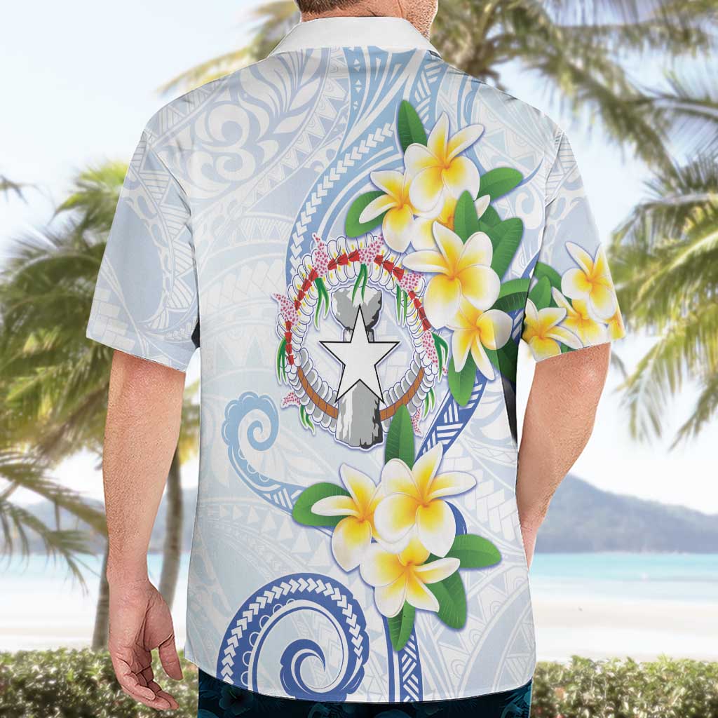 Northern Mariana Islands Chamorro Hawaiian Shirt Plumeria Curves Style White Version