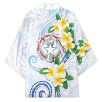 Northern Mariana Islands Chamorro Kimono Plumeria Curves Style White Version