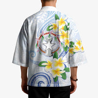 Northern Mariana Islands Chamorro Kimono Plumeria Curves Style White Version