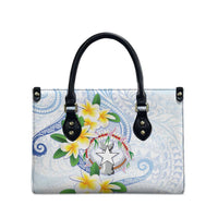 Northern Mariana Islands Chamorro Leather Bag Plumeria Curves Style White Version