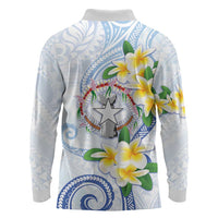 Northern Mariana Islands Chamorro Long Sleeve Polo Shirt Plumeria Curves Style White Version