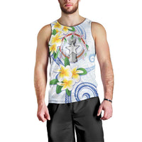 Northern Mariana Islands Chamorro Men Tank Top Plumeria Curves Style White Version