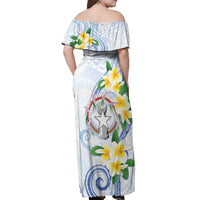 Northern Mariana Islands Chamorro Off Shoulder Maxi Dress Plumeria Curves Style White Version