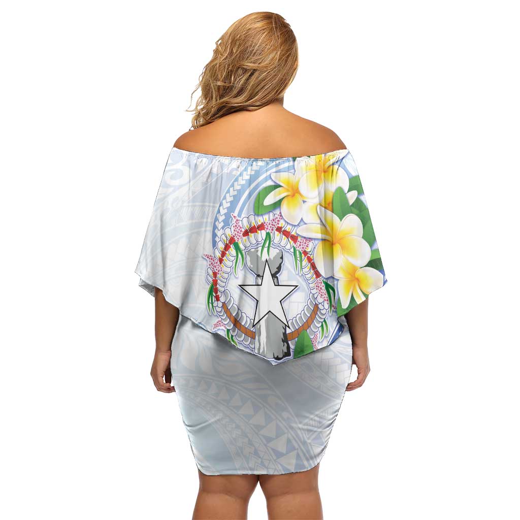Northern Mariana Islands Chamorro Off Shoulder Short Dress Plumeria Curves Style White Version