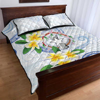 Northern Mariana Islands Chamorro Quilt Bed Set Plumeria Curves Style White Version