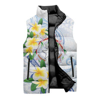Northern Mariana Islands Chamorro Sleeveless Puffer Jacket Plumeria Curves Style White Version