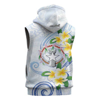 Northern Mariana Islands Chamorro Sleeveless Zip Hoodie Plumeria Curves Style White Version