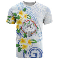 Northern Mariana Islands Chamorro T Shirt Plumeria Curves Style White Version LT05 White - Polynesian Pride