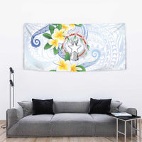 Northern Mariana Islands Chamorro Tapestry Plumeria Curves Style White Version