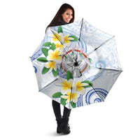 Northern Mariana Islands Chamorro Umbrella Plumeria Curves Style White Version