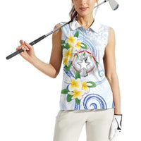 Northern Mariana Islands Chamorro Women Sleeveless Polo Shirt Plumeria Curves Style White Version