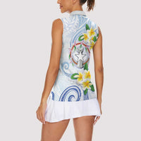 Northern Mariana Islands Chamorro Women Sleeveless Polo Shirt Plumeria Curves Style White Version