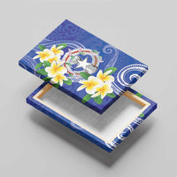 Northern Mariana Islands Chamorro Canvas Wall Art Plumeria Curves Style Navy Version