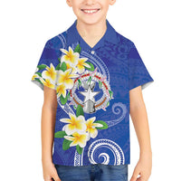 Northern Mariana Islands Chamorro Family Matching Mermaid Dress and Hawaiian Shirt Plumeria Curves Style Navy Version LT05 Son's Shirt Navy - Polynesian Pride