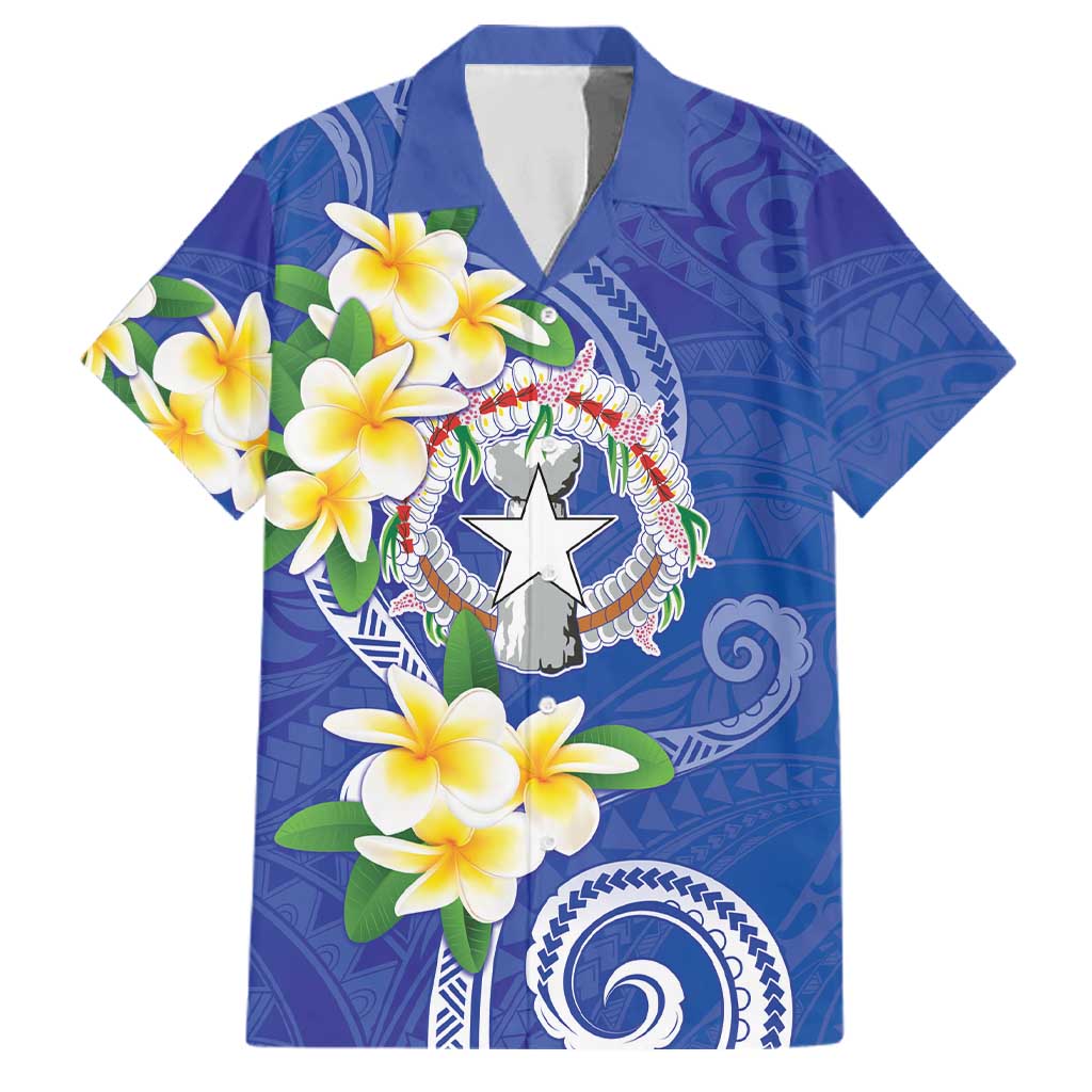 Northern Mariana Islands Chamorro Family Matching Off The Shoulder Long Sleeve Dress and Hawaiian Shirt Plumeria Curves Style Navy Version LT05 Dad's Shirt - Short Sleeve Navy - Polynesian Pride