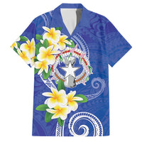 Northern Mariana Islands Chamorro Family Matching Summer Maxi Dress and Hawaiian Shirt Plumeria Curves Style Navy Version LT05 Dad's Shirt - Short Sleeve Navy - Polynesian Pride