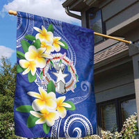 Northern Mariana Islands Chamorro Garden Flag Plumeria Curves Style Navy Version