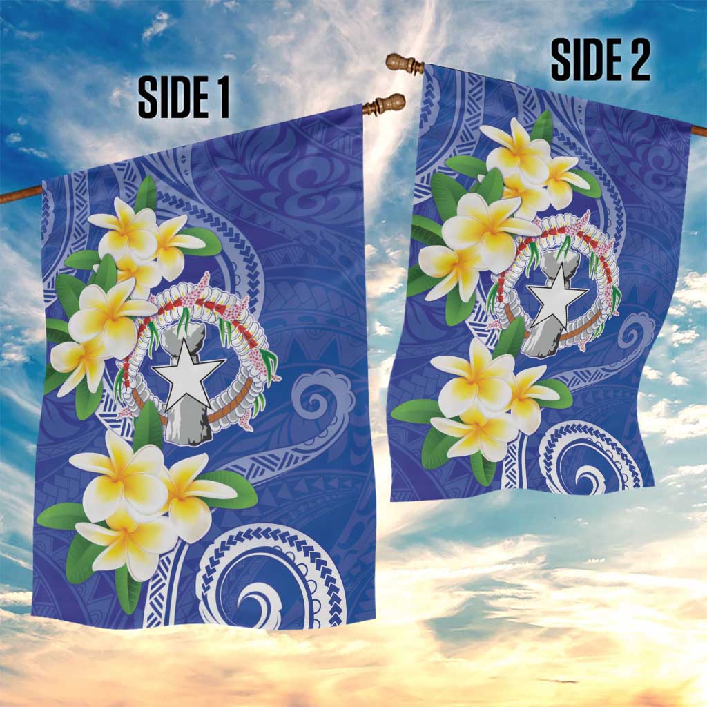 Northern Mariana Islands Chamorro Garden Flag Plumeria Curves Style Navy Version