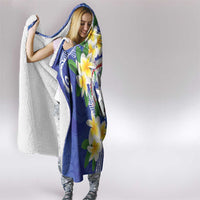 Northern Mariana Islands Chamorro Hooded Blanket Plumeria Curves Style Navy Version