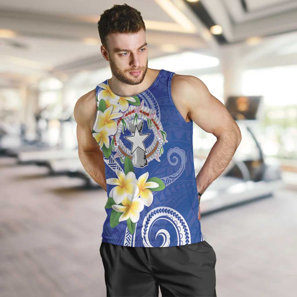 Northern Mariana Islands Chamorro Men Tank Top Plumeria Curves Style Navy Version