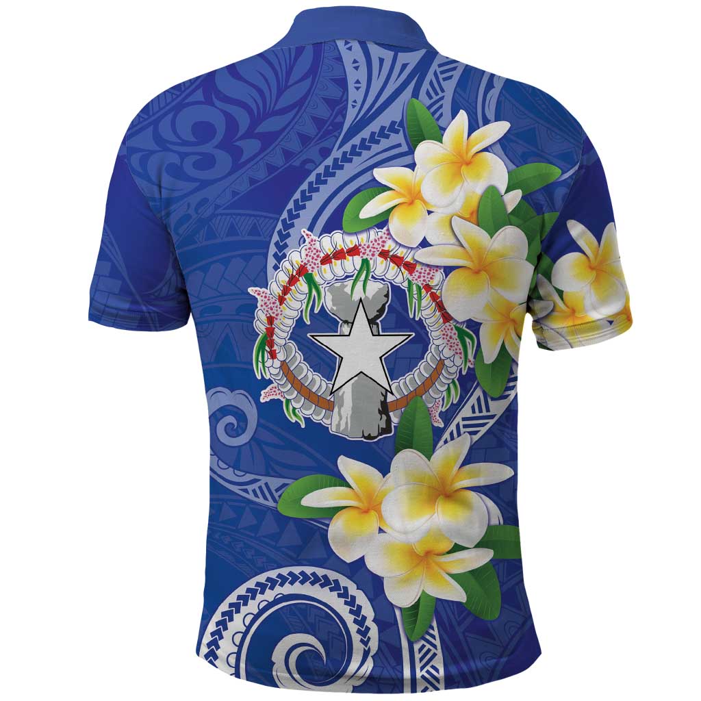 Northern Mariana Islands Chamorro Polo Shirt Plumeria Curves Style Navy Version