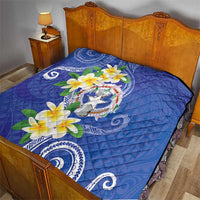 Northern Mariana Islands Chamorro Quilt Plumeria Curves Style Navy Version