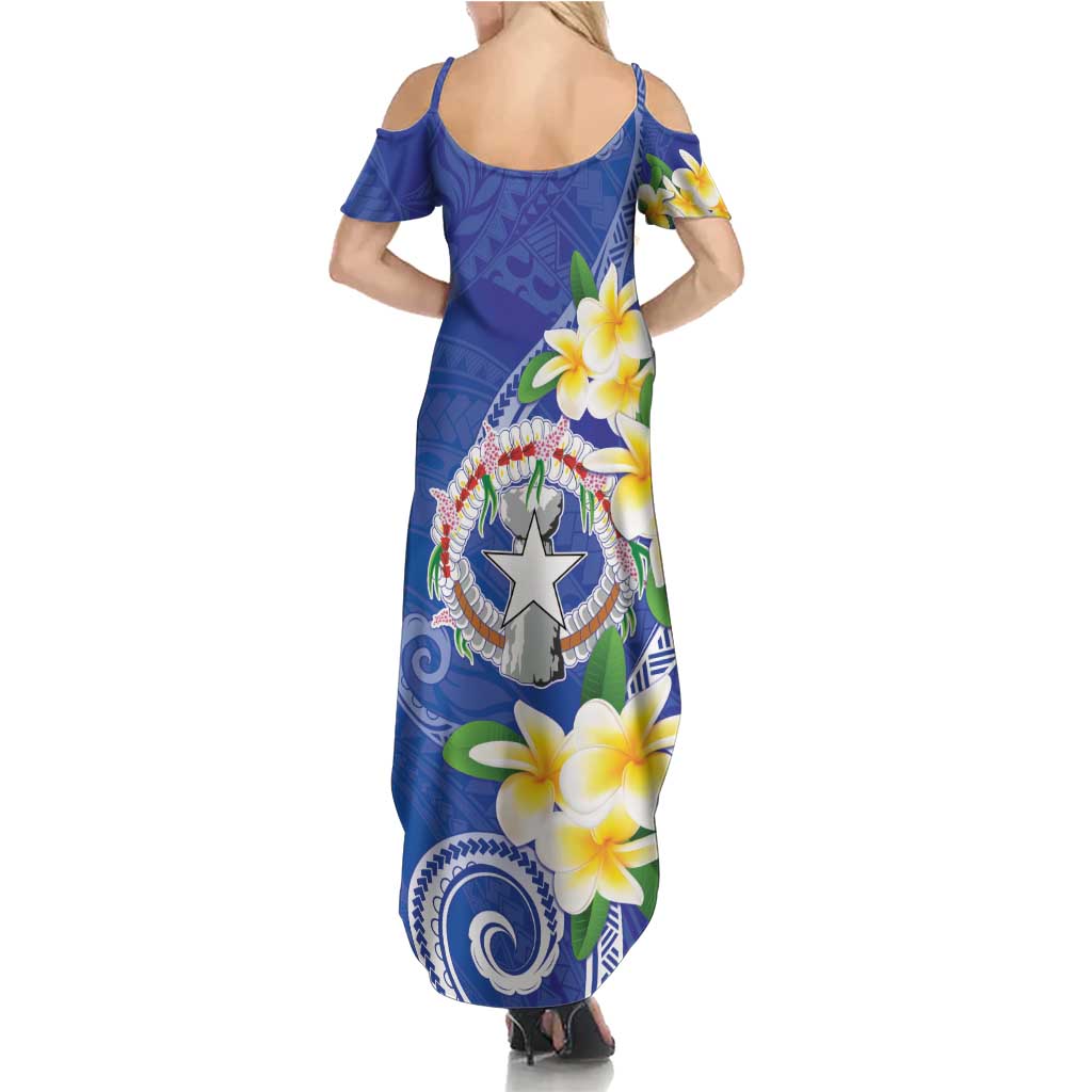 Northern Mariana Islands Chamorro Summer Maxi Dress Plumeria Curves Style Navy Version