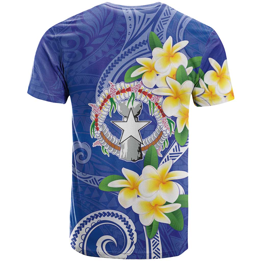 Northern Mariana Islands Chamorro T Shirt Plumeria Curves Style Navy Version