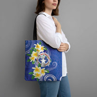 Northern Mariana Islands Chamorro Tote Bag Plumeria Curves Style Navy Version