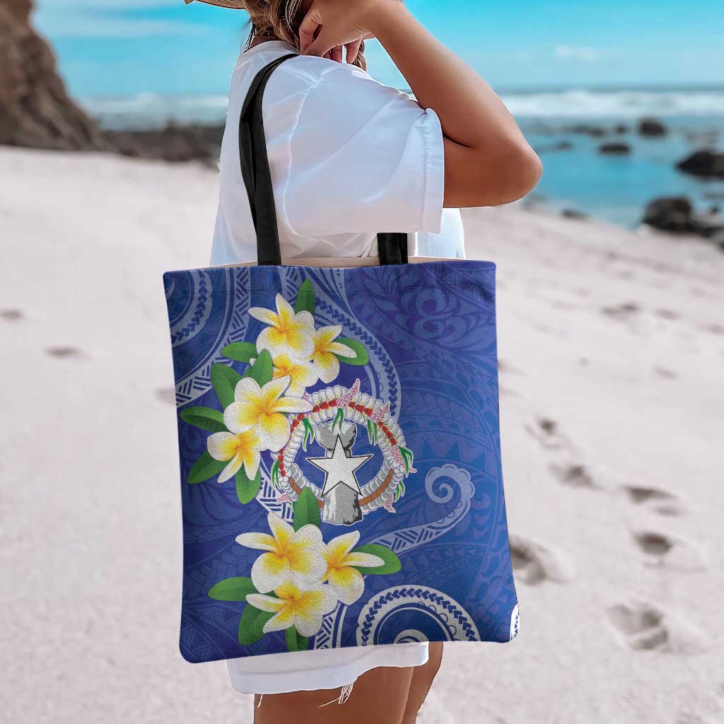Northern Mariana Islands Chamorro Tote Bag Plumeria Curves Style Navy Version