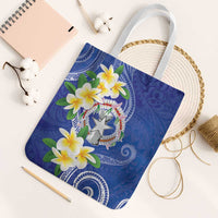 Northern Mariana Islands Chamorro Tote Bag Plumeria Curves Style Navy Version