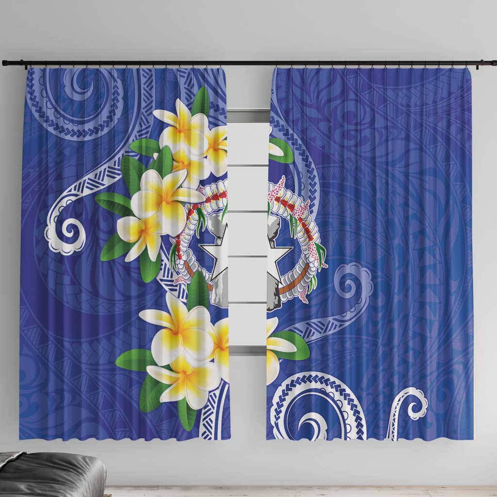 Northern Mariana Islands Chamorro Window Curtain Plumeria Curves Style Navy Version