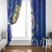 Northern Mariana Islands Chamorro Window Curtain Plumeria Curves Style Navy Version