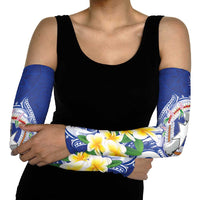 Northern Mariana Islands Arm Sleeves Polynesian Pattern With Frangipani