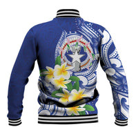 Northern Mariana Islands Baseball Jacket Polynesian Pattern With Frangipani