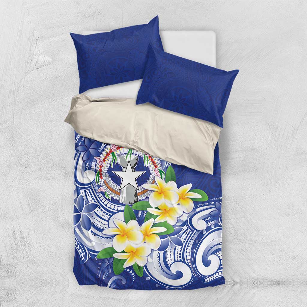 Northern Mariana Islands Bedding Set Polynesian Pattern With Frangipani