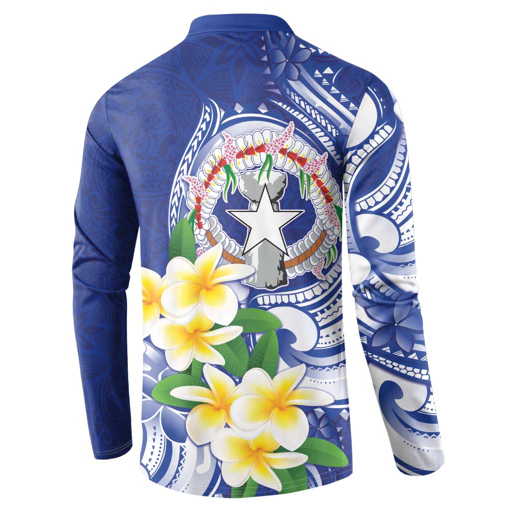 Northern Mariana Islands Button Sweatshirt Polynesian Pattern With Frangipani