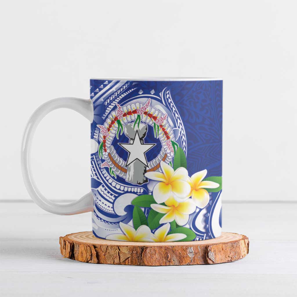 Northern Mariana Islands Ceramic Mug Polynesian Pattern With Frangipani