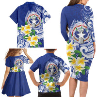 Northern Mariana Islands Family Matching Long Sleeve Bodycon Dress and Hawaiian Shirt Polynesian Pattern With Frangipani LT05 - Polynesian Pride