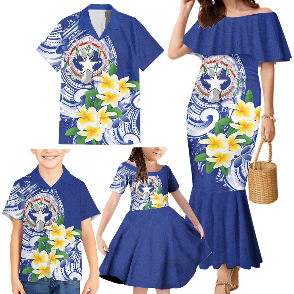 Northern Mariana Islands Family Matching Mermaid Dress and Hawaiian Shirt Polynesian Pattern With Frangipani LT05 - Polynesian Pride