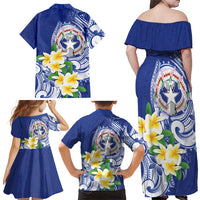 Northern Mariana Islands Family Matching Off Shoulder Maxi Dress and Hawaiian Shirt Polynesian Pattern With Frangipani LT05 - Polynesian Pride