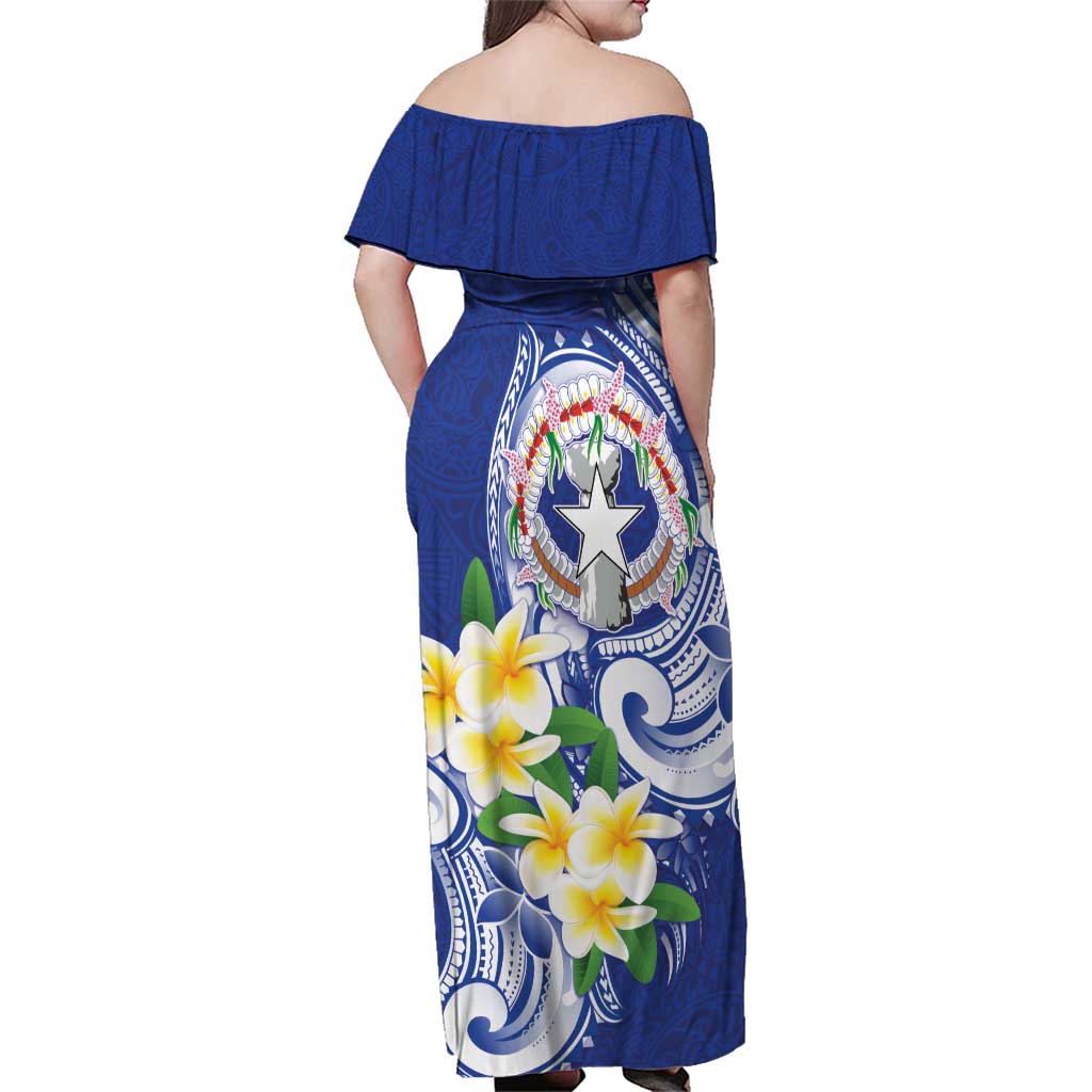 Northern Mariana Islands Family Matching Off Shoulder Maxi Dress and Hawaiian Shirt Polynesian Pattern With Frangipani LT05 - Polynesian Pride