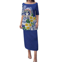 Northern Mariana Islands Family Matching Puletasi and Hawaiian Shirt Polynesian Pattern With Frangipani