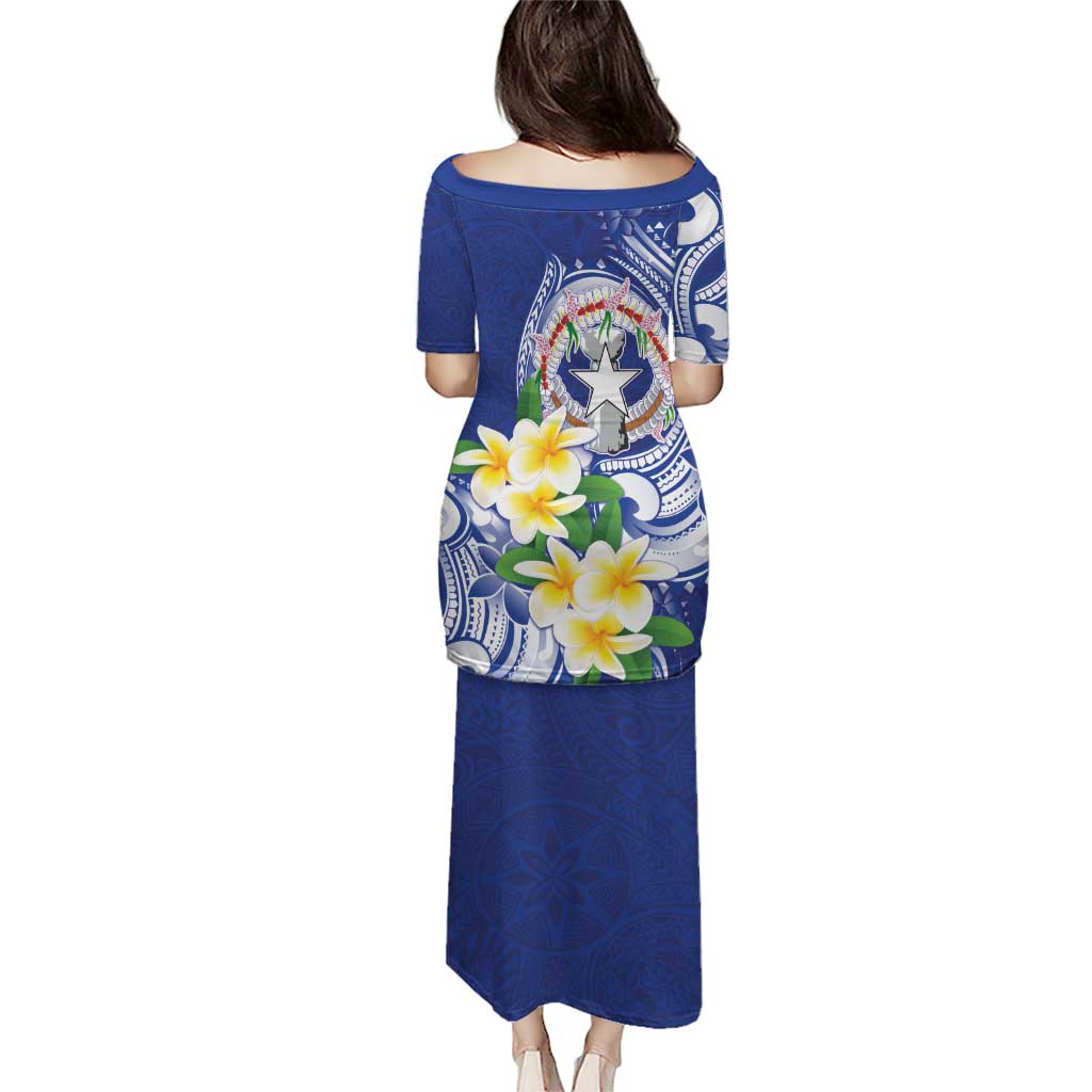 Northern Mariana Islands Family Matching Puletasi and Hawaiian Shirt Polynesian Pattern With Frangipani