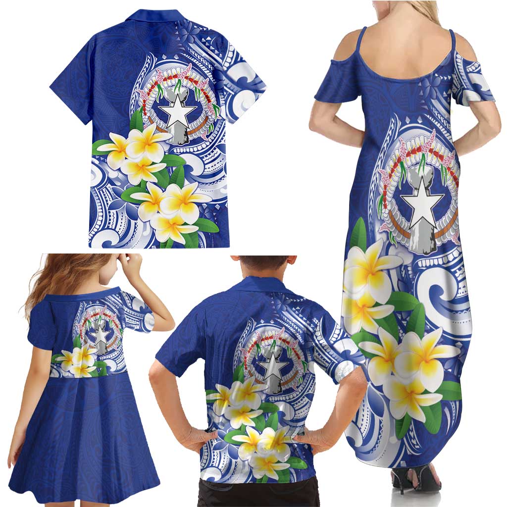 Northern Mariana Islands Family Matching Summer Maxi Dress and Hawaiian Shirt Polynesian Pattern With Frangipani LT05 - Polynesian Pride